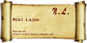 Nikl Lajos névjegykártya